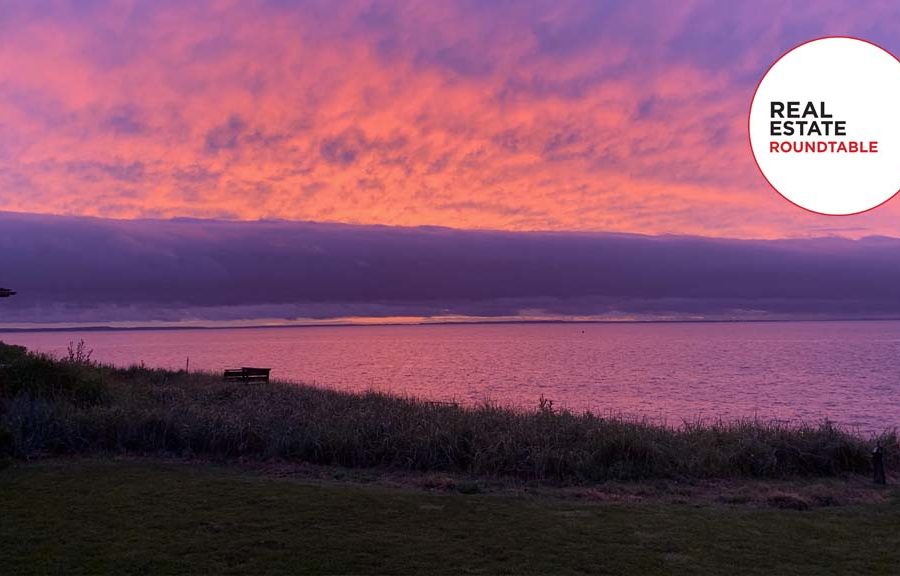 Pink sky during sunset over water